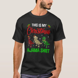 恐竜のクリスマスツリーは動物おもしろいのクリスマスを点灯 Tシャツ