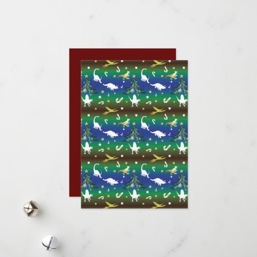 恐竜のクリスマスツリー シーズンカード (正面/裏面インサイチュ)