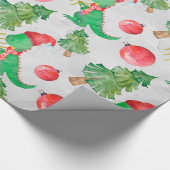 恐竜のクリスマスパターン ラッピングペーパー (コーナー)