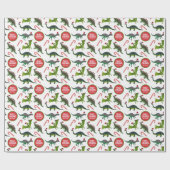 恐竜のクリスマスパーソナライズされた ラッピングペーパー (フラット)