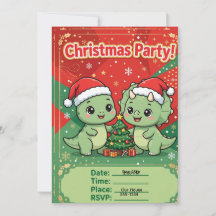恐竜のクリスマスパーティーの招待状