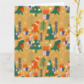 恐竜のクリスマスパーティー黄色 カード (黄色い花)