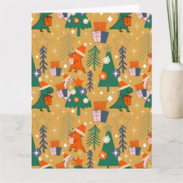 恐竜のクリスマスパーティー黄色 カード