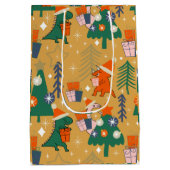 恐竜のクリスマスパーティー黄色 ミディアムペーパーバッグ (裏面)