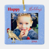 恐竜のクリスマス写真の子供たちは記念品 セラミックオーナメント (正面)