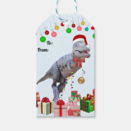恐竜のクリスマス ギフトタグ