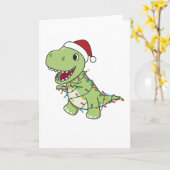 恐竜のクリスマス スノー ウィンター T-Rex ディノ カード (黄色い花)