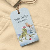 恐竜のクリスマス　ティラノサウルス・ラプトル　名入れ ギフトタグ