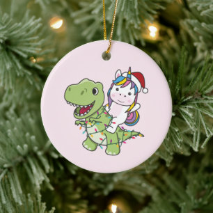 恐竜のクリスマス・ユニコーン冬のTレックス・ディノ大人 セラミックオーナメント