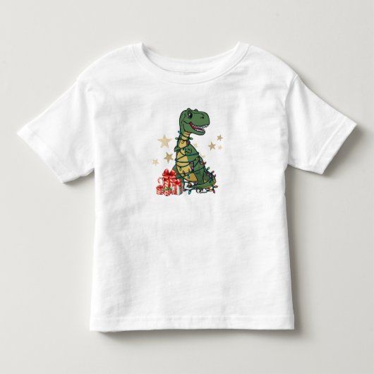 恐竜のクリスマス ライト T-Rex The Halls トドラーTシャツ (正面)