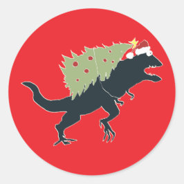 恐竜のクリスマス ラウンドシール