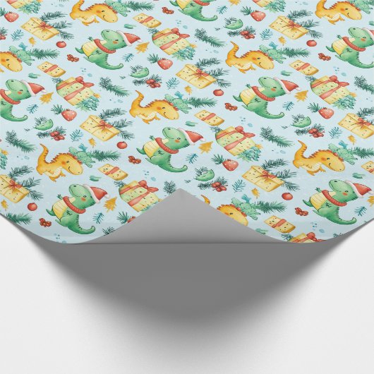 恐竜のクリスマス ラッピングペーパー (角)