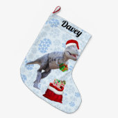 恐竜のクリスマス ラージクリスマスストッキング (正面 (吊り時))