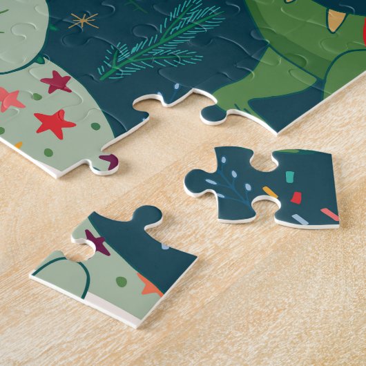 恐竜のクリスマス：新年おめでとう ジグソーパズル (側面)