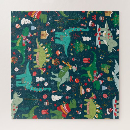 恐竜のクリスマス:新年おめでとう ジグソーパズル (横)