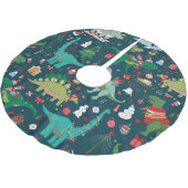 恐竜のクリスマス:新年おめでとう ブラッシュドポリエステルツリースカート (アングル)