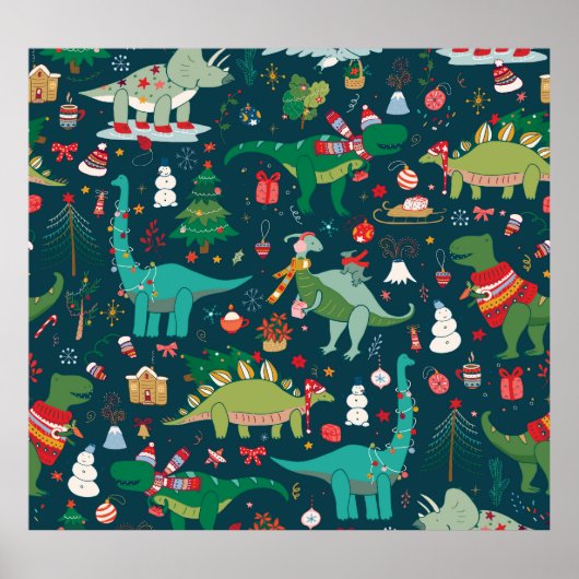 恐竜のクリスマス：新年おめでとう ポスター (正面)