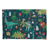 恐竜のクリスマス:新年おめでとう 枕カバー (正面)