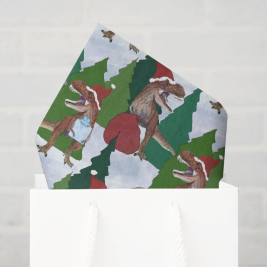 恐竜のクリスマス T-レックス サンタ 薄葉紙 (ギフトバッグ)