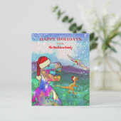 恐竜のクリスマスTレックスサンタパーソナライズされた (スタンド正面)