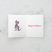 恐竜のクリスマスTレックスサンタパーソナライズされた シーズンカード (内部)