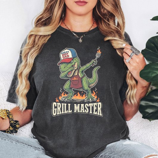 恐竜のグリルマスター 世界一の父のBBQ Tシャツ