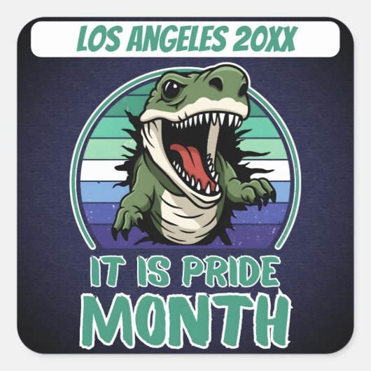 恐竜のゲイフラグの色の背景 スクエアシール (正面)