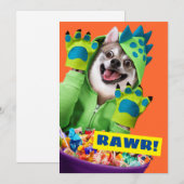 恐竜のコスプレをした犬 招待状 (正面/裏面)