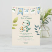 恐竜のサウルスさんお誕生日おめでとう（１歳） 招待状 (スタンド正面)