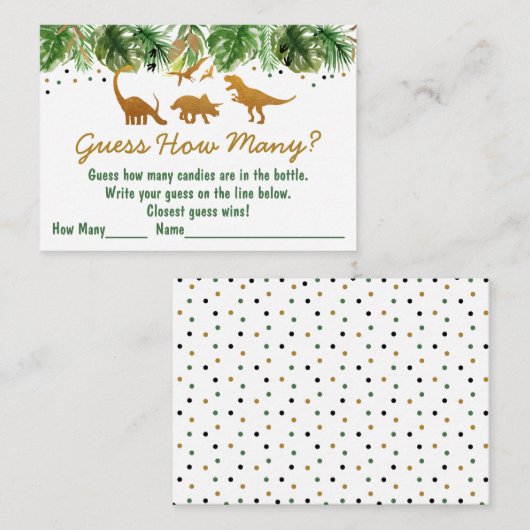 恐竜のサファリはシャワーゲームの数を推測 エンクロージャーカード (正面/裏面)