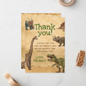 恐竜のサンキューカード、ノートありがとう ノートカード (正面/裏面インサイチュ)