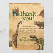 恐竜のサンキューカード、ノートありがとう ノートカード (正面/裏面)
