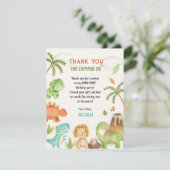 恐竜のサンキューカード – 男の子の誕生日パーティー サンキューカード (スタンド正面)