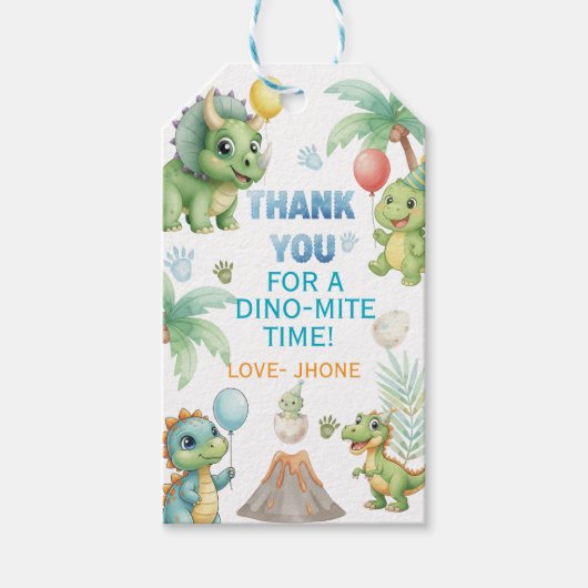 恐竜のサンキュー タグとぬりえ - 恐 ギフトタグ (正面)