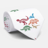 恐竜のシルエット違う群 ネクタイ (ロール)