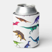 恐竜のシルエット:ヴィンテージスケッチパターン。 缶クーラー (缶正面)