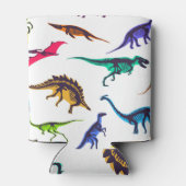 恐竜のシルエット:ヴィンテージスケッチパターン。 缶クーラー (裏面)