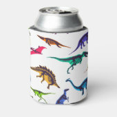 恐竜のシルエット:ヴィンテージスケッチパターン。 缶クーラー (缶裏面)
