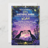 恐竜のシルエット 夜間の恐竜テーマ 招待状 (正面)