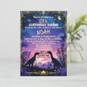 恐竜のシルエット 夜間の恐竜テーマ 招待状 (スタンド正面)