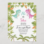 恐竜のジェンダーリビール招待状 招待状 (正面/裏面)