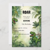 恐竜のジャングルの誕生日パーティーボーイ 招待状 (正面)