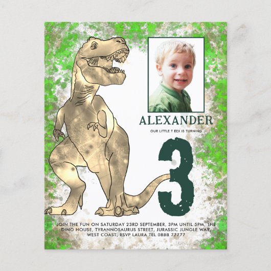 恐竜のジャングルの3番目の誕生日パーティー写真 (正面)