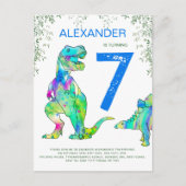 恐竜のジャングル誕生日パーティーの予算 インビテーションポストカード (正面)