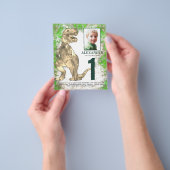 恐竜のジャングル1st誕生日パーティー写真予算 チラシ (手)