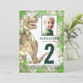 恐竜のジャングル2nd誕生日パーティー写真 招待状 (スタンド正面)