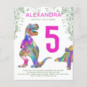 恐竜のジャングル5thバースデーパーティーのピンクの予算 (正面)