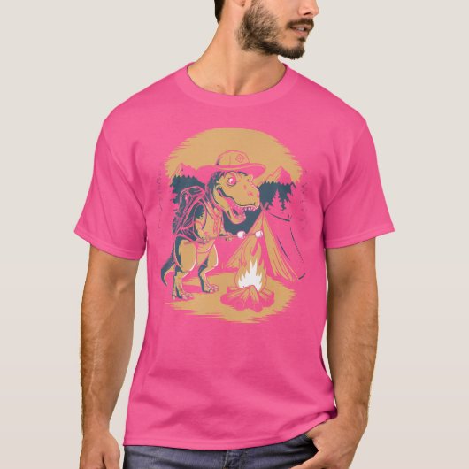 恐竜のスカウティンキャンプボーイ子供へズガールズ Tシャツ (正面)