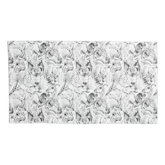 恐竜のスケッチ 枕カバー (裏面-右)