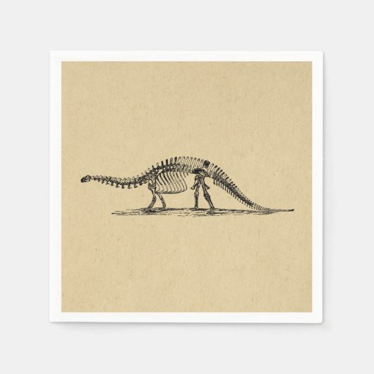 恐竜のスケルトンヴィンテージアート スタンダードカクテルナプキン (正面)